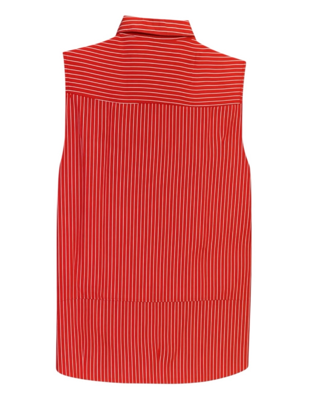 Sleeveless Plus Size 3X Red & White Striped Button-Front Tunic Shirt - Picture 6 of 6